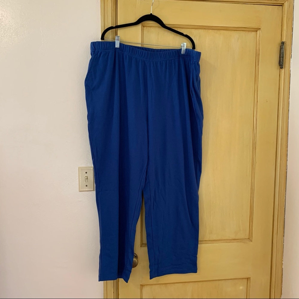 Woman Within Pants Stretch Knit pull-on pant pockets Blue Size 3X Petite